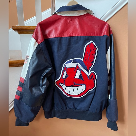 Vintage M Jeff Hamilton Cleveland Indians leather sleeve Jacket Great condition - Picture 8 of 11